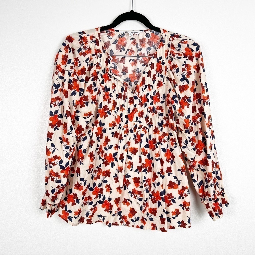 Elizabeth And James Long Sleeve Floral Blouse Sz S
